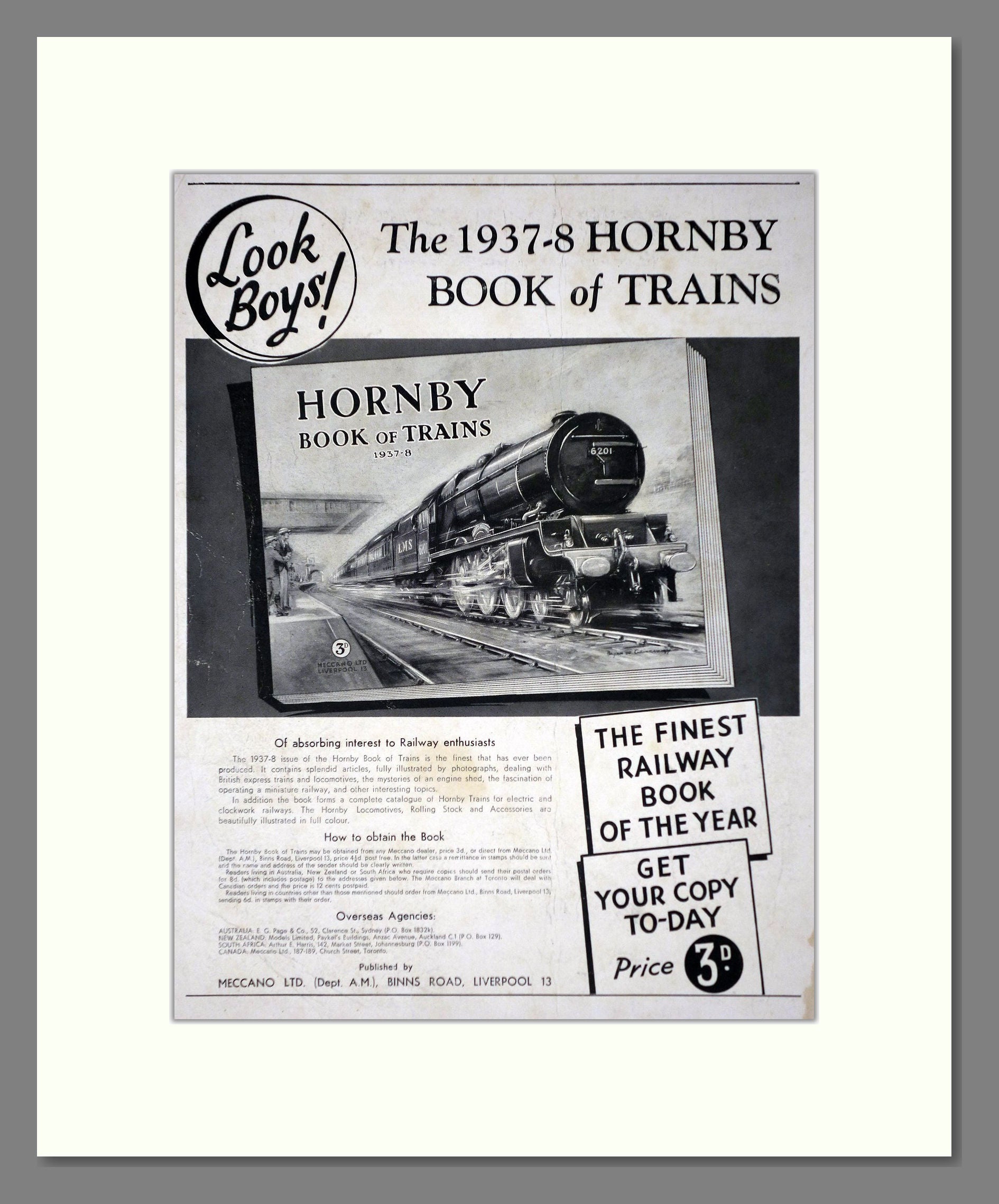 Hornby - 1937/38 Book Of Trains. Vintage Advert 1938 (ref AD65832)