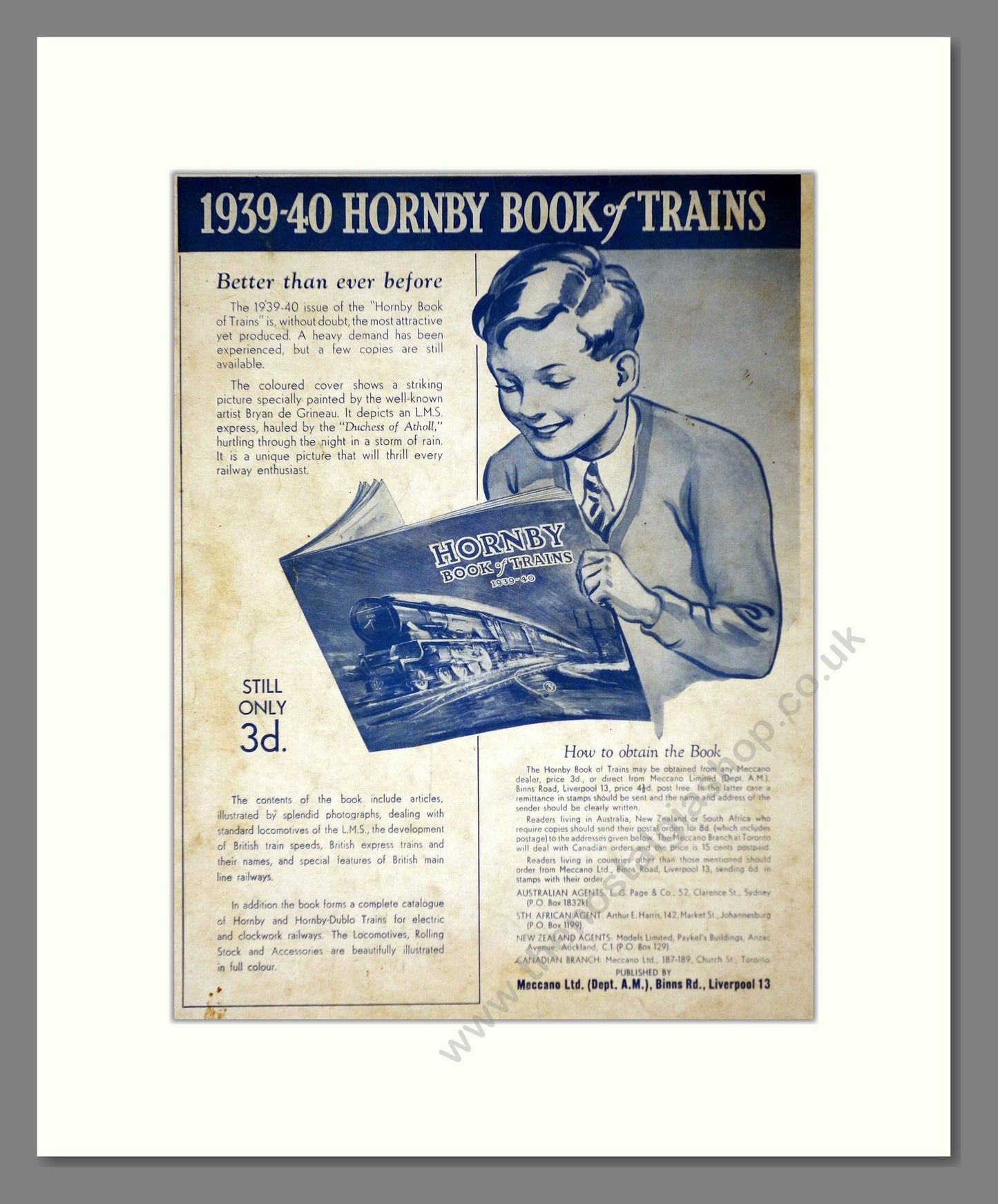Hornby - 1939/40 Book Of Trains. Vintage Advert 1939 (ref AD65833)