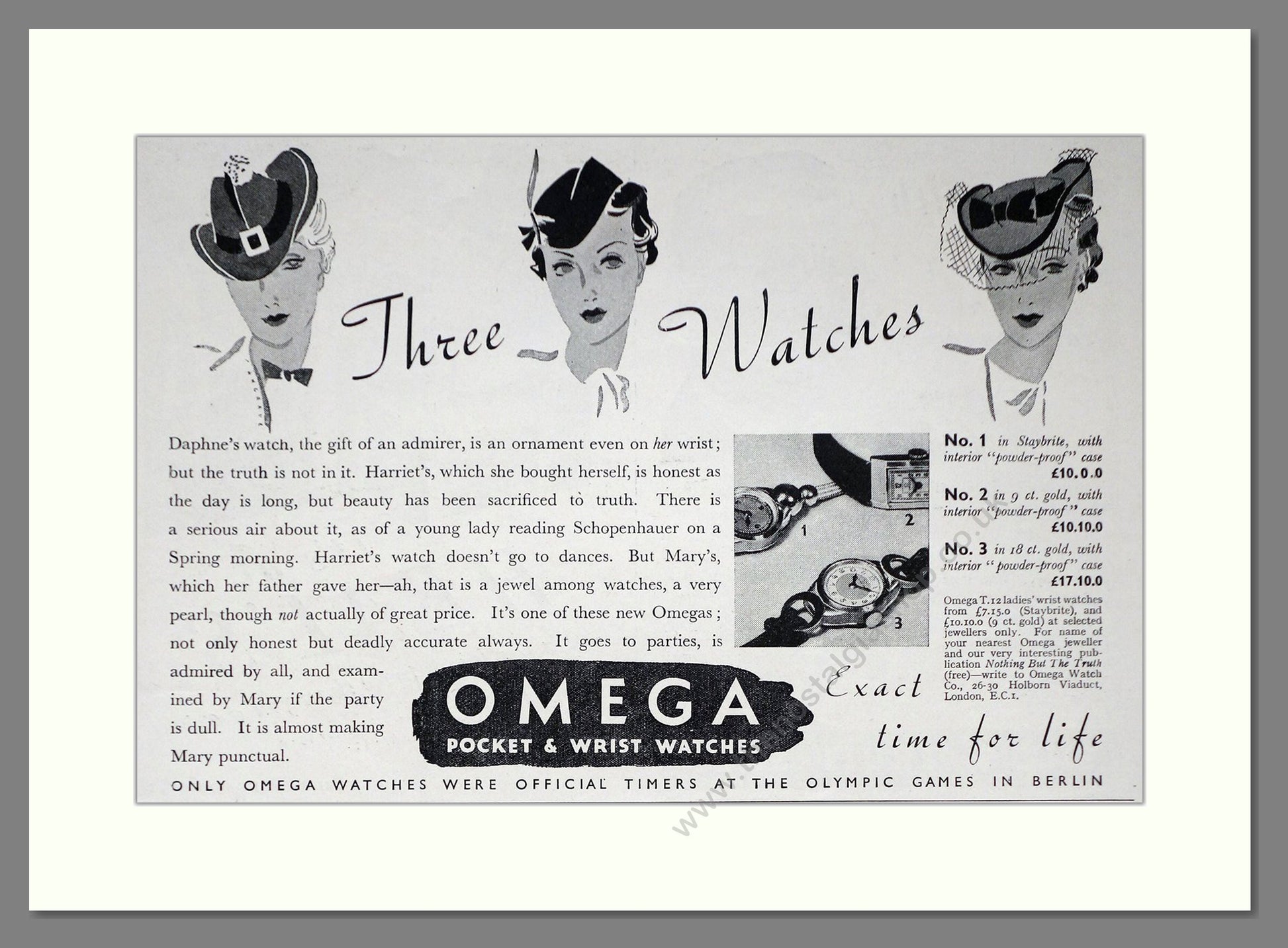 Omega - Pocket And Wristwatches. Vintage Advert 1936 (ref AD66473)