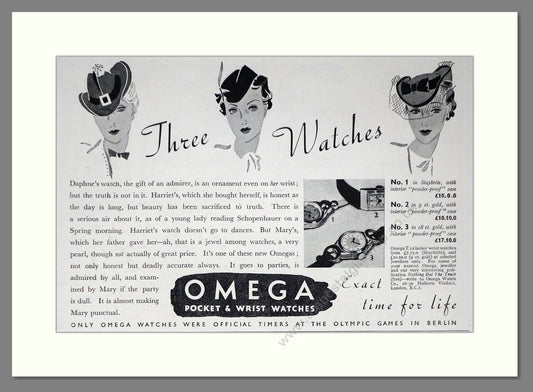 Omega - Pocket And Wristwatches. Vintage Advert 1936 (ref AD66473)