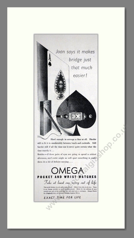Omega - Pocket And Wristwatches. Vintage Advert 1937 (ref AD66492)