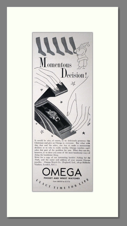 Omega - Momentous Decision. Vintage Advert 1936 (ref AD66500)