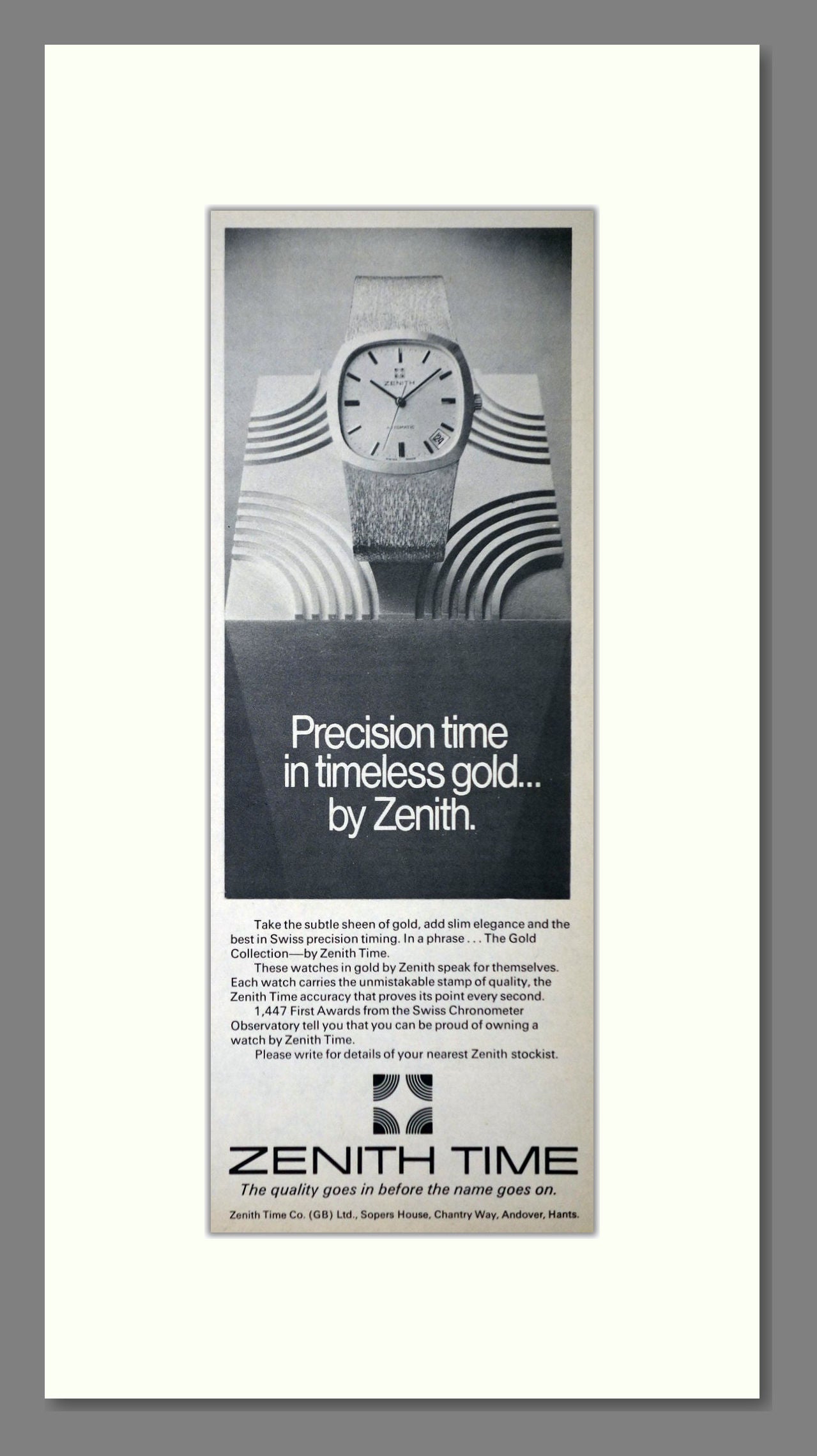 Zenith - Gold Collection. Vintage Advert 1974 (ref AD66508)