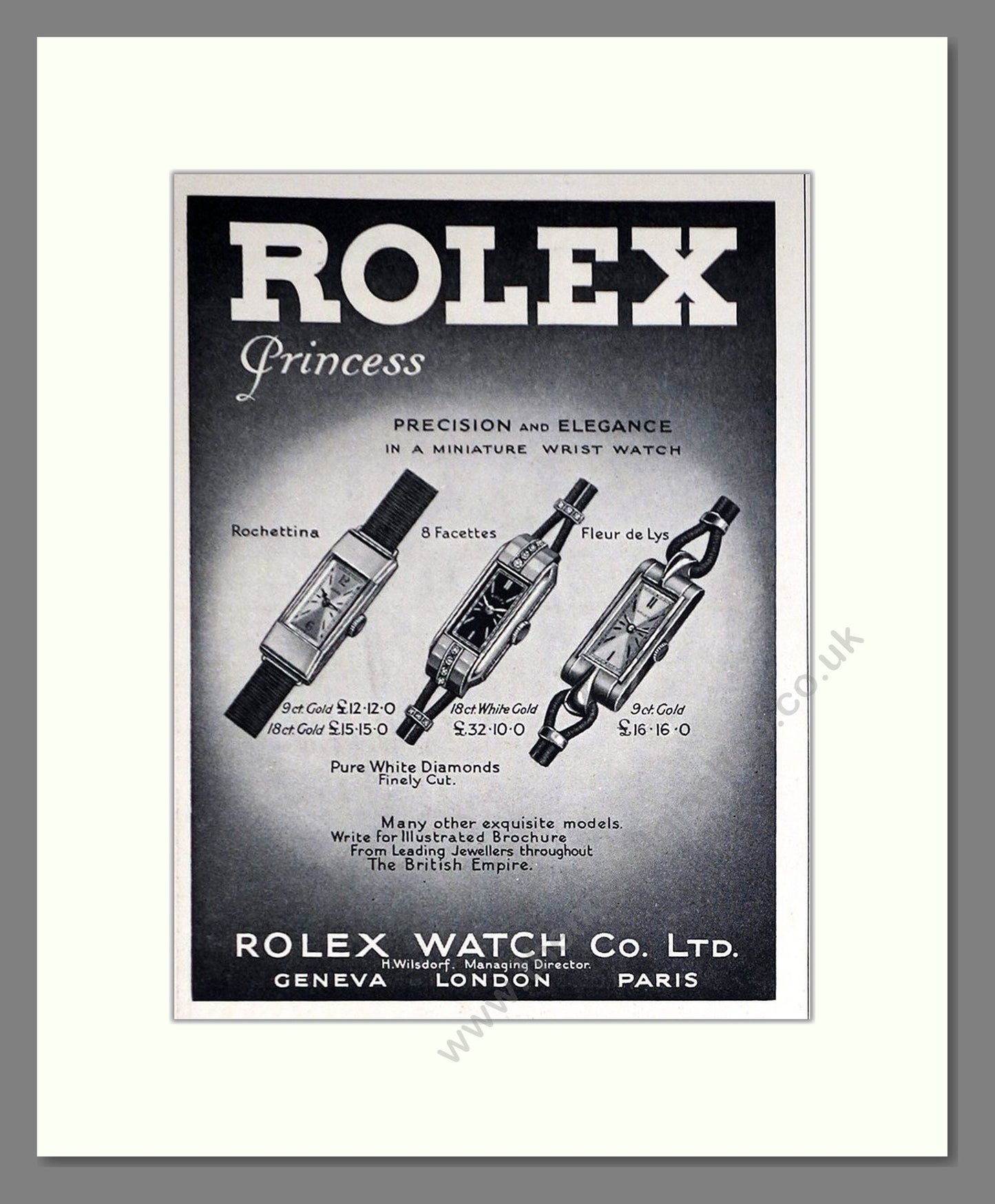Rolex - Princess. Vintage Advert 1934 (ref AD66519)