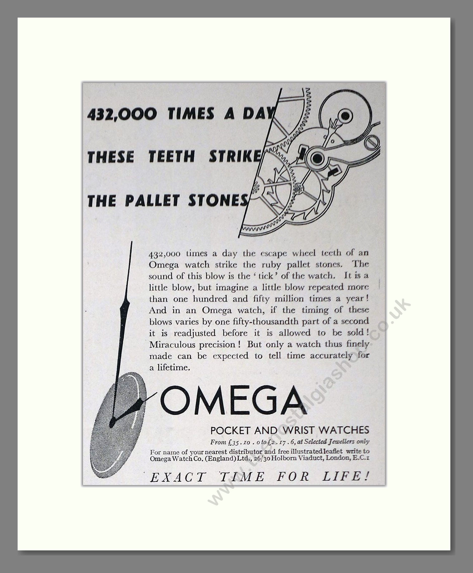 Omega - Pocket And Wristwatches. Vintage Advert 1934 (ref AD66526)