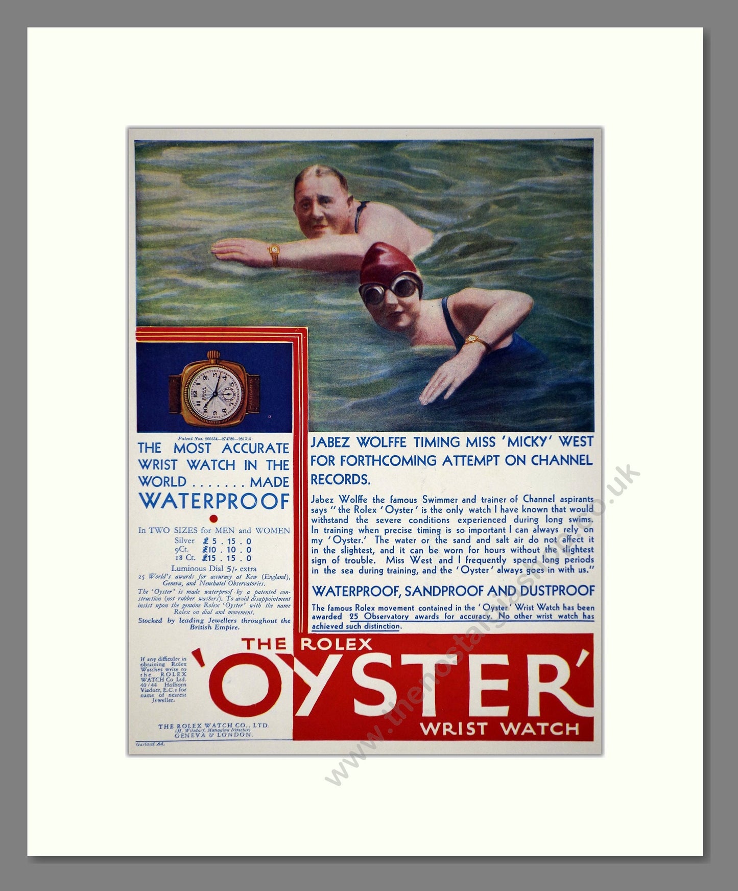 Rolex - Oyster. Vintage Advert 1930 (ref AD66530)