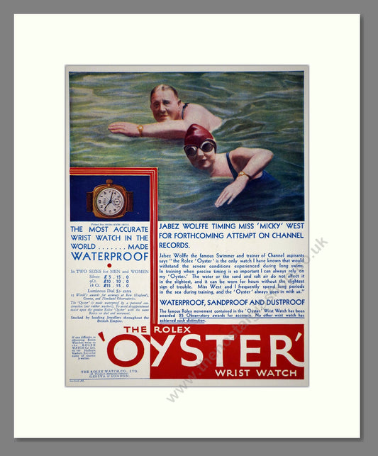 Rolex - Oyster. Vintage Advert 1930 (ref AD66530)