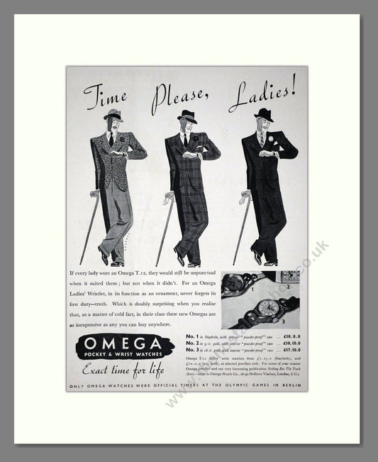 Omega - Pocket And Wristwatches. Vintage Advert 1936 (ref AD66533)