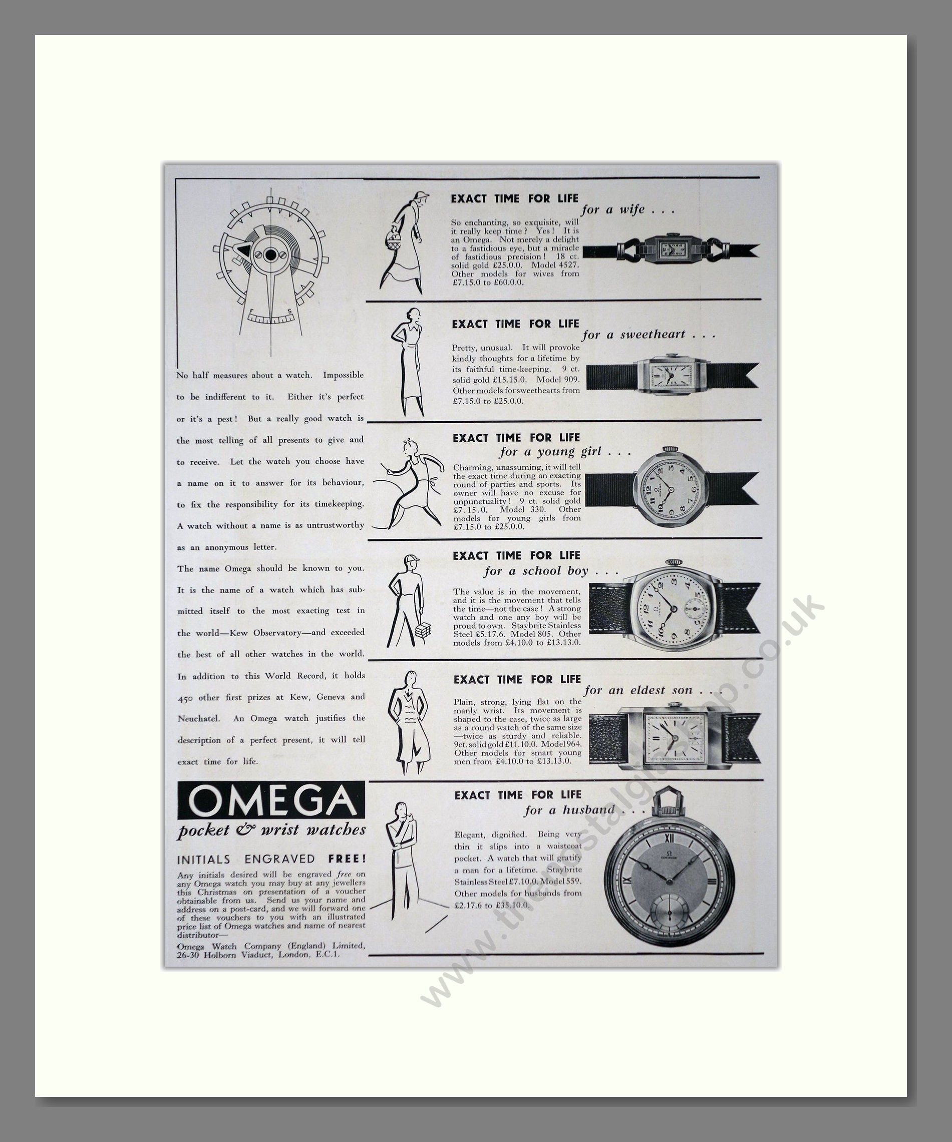Omega - Pocket And Wristwatches. Vintage Advert 1934 (ref AD66534)