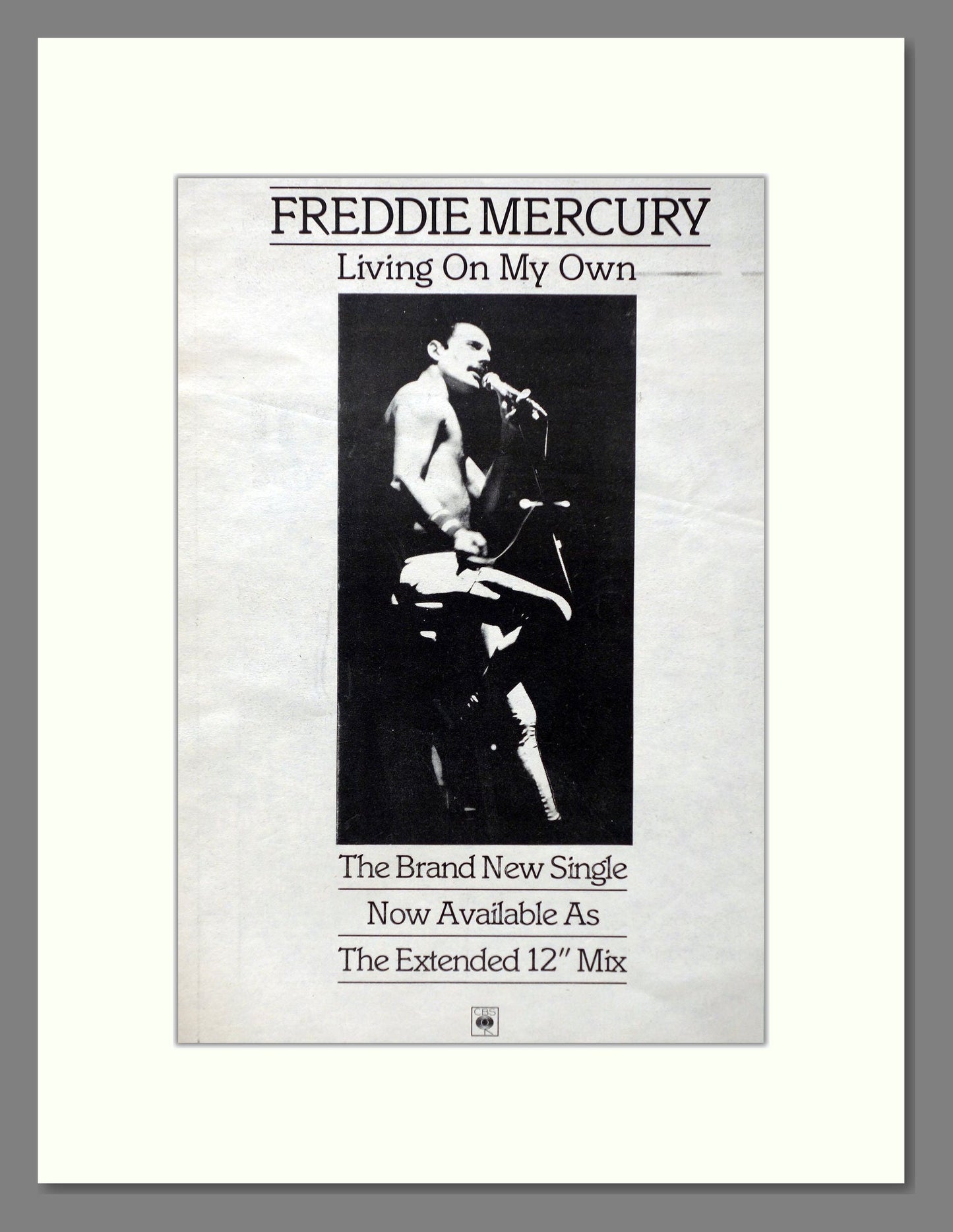 Freddie Mercury - Living On My Own. Vintage Advert 1985 (ref AD66327)
