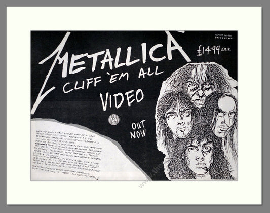 Metallica - Cliff Em All Video. Vintage Advert 1988 (ref AD66332)
