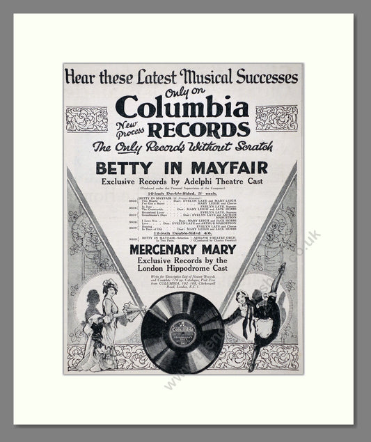Betty In Mayfair - Comedy Records. Vintage Advert 1926 (ref AD66334)