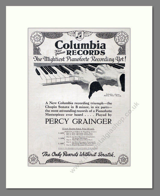 Percy Grainger - Pianoforte Recordings. Vintage Advert 1926 (ref AD66335)