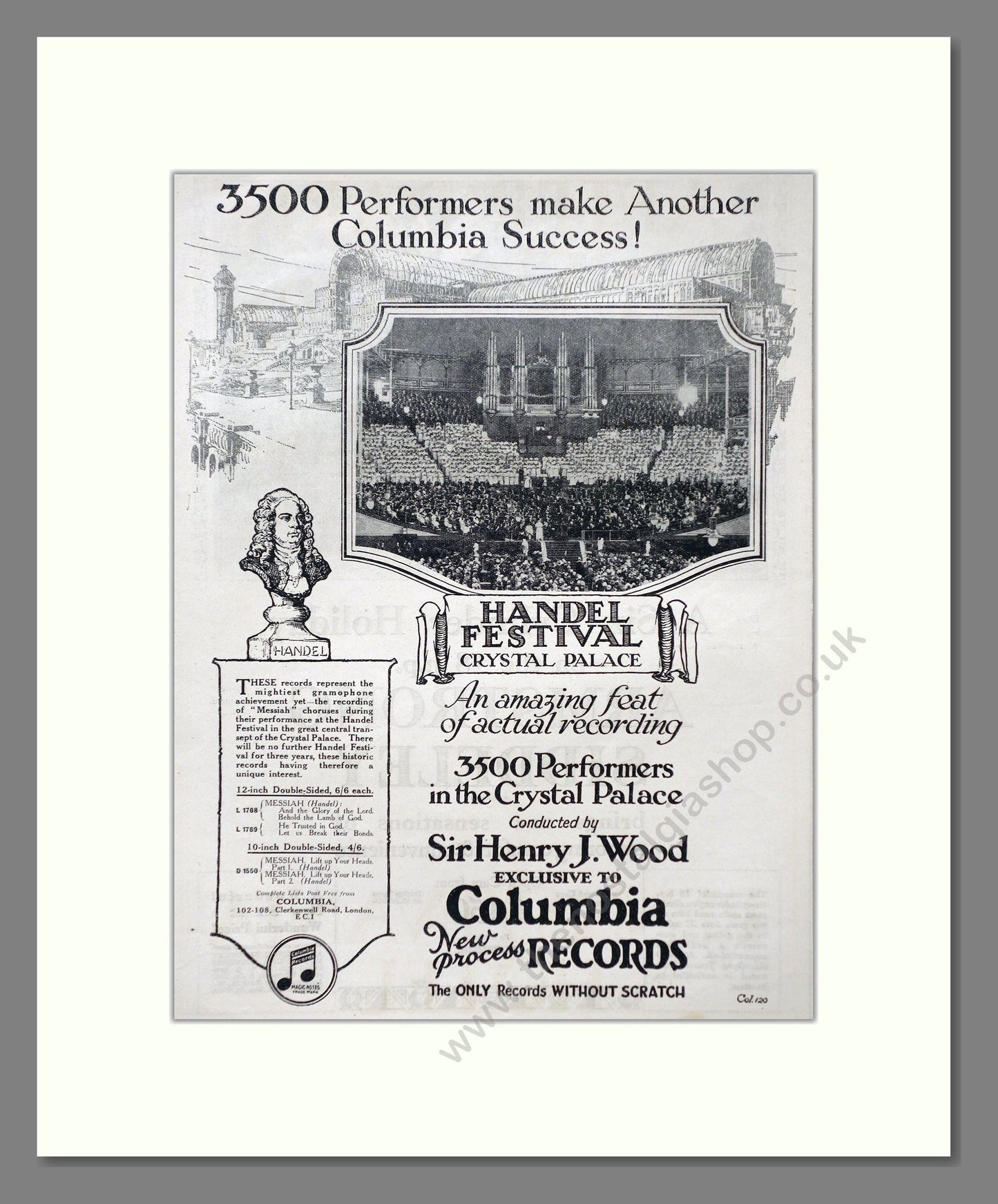Handel - Crystal Palace Performances. Vintage Advert 1926 (ref AD66338)