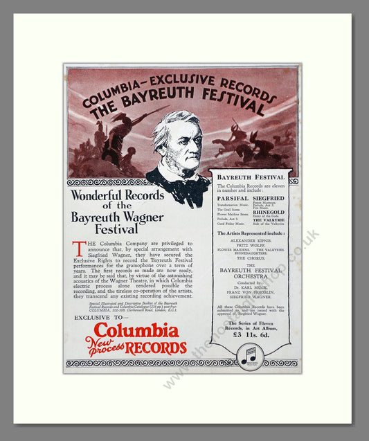 Wagner - Bayreuth Festival. Vintage Advert 1927 (ref AD66340)