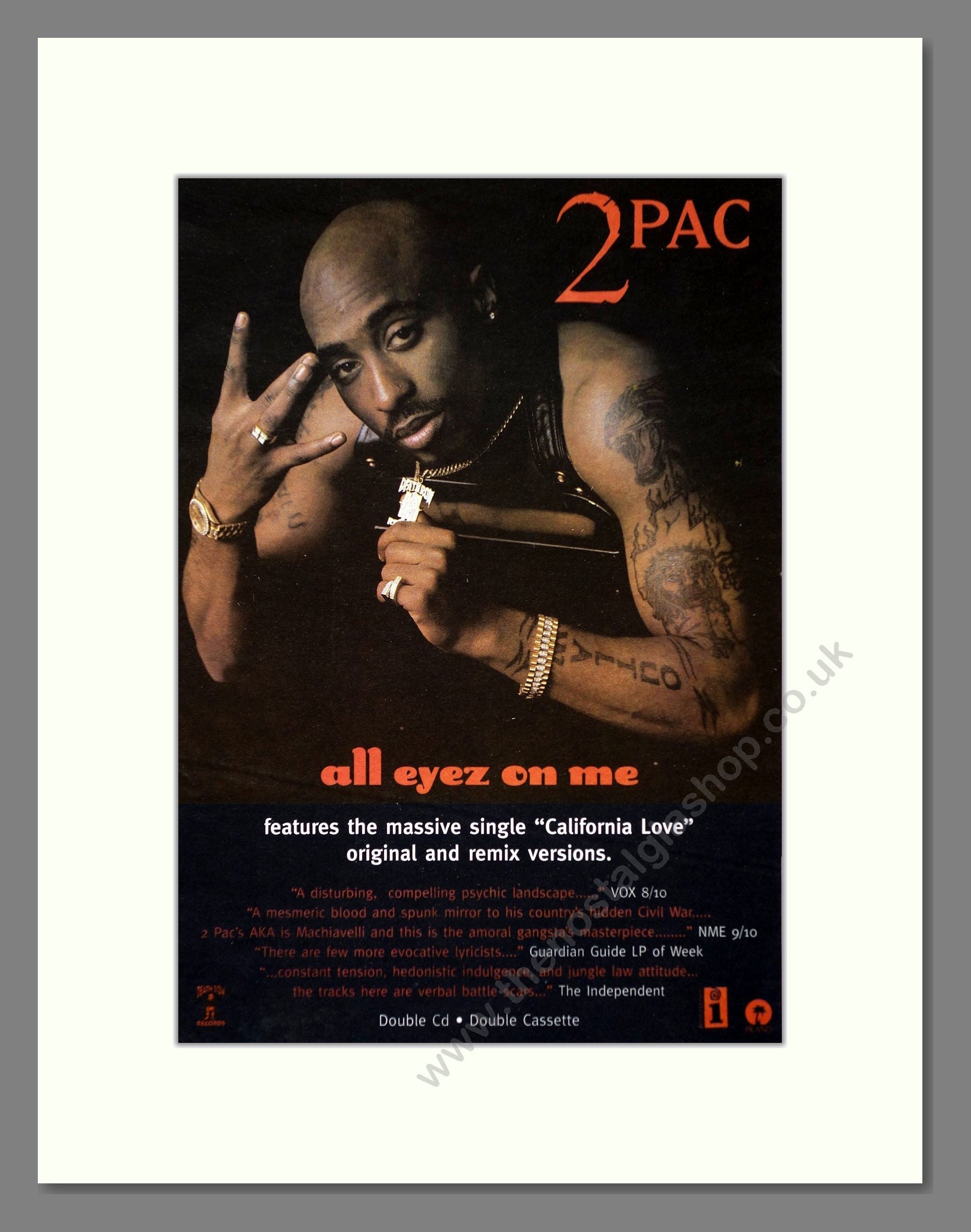 2 Pac - All Eyez On Me. Vintage Advert 1996 (ref AD66343)