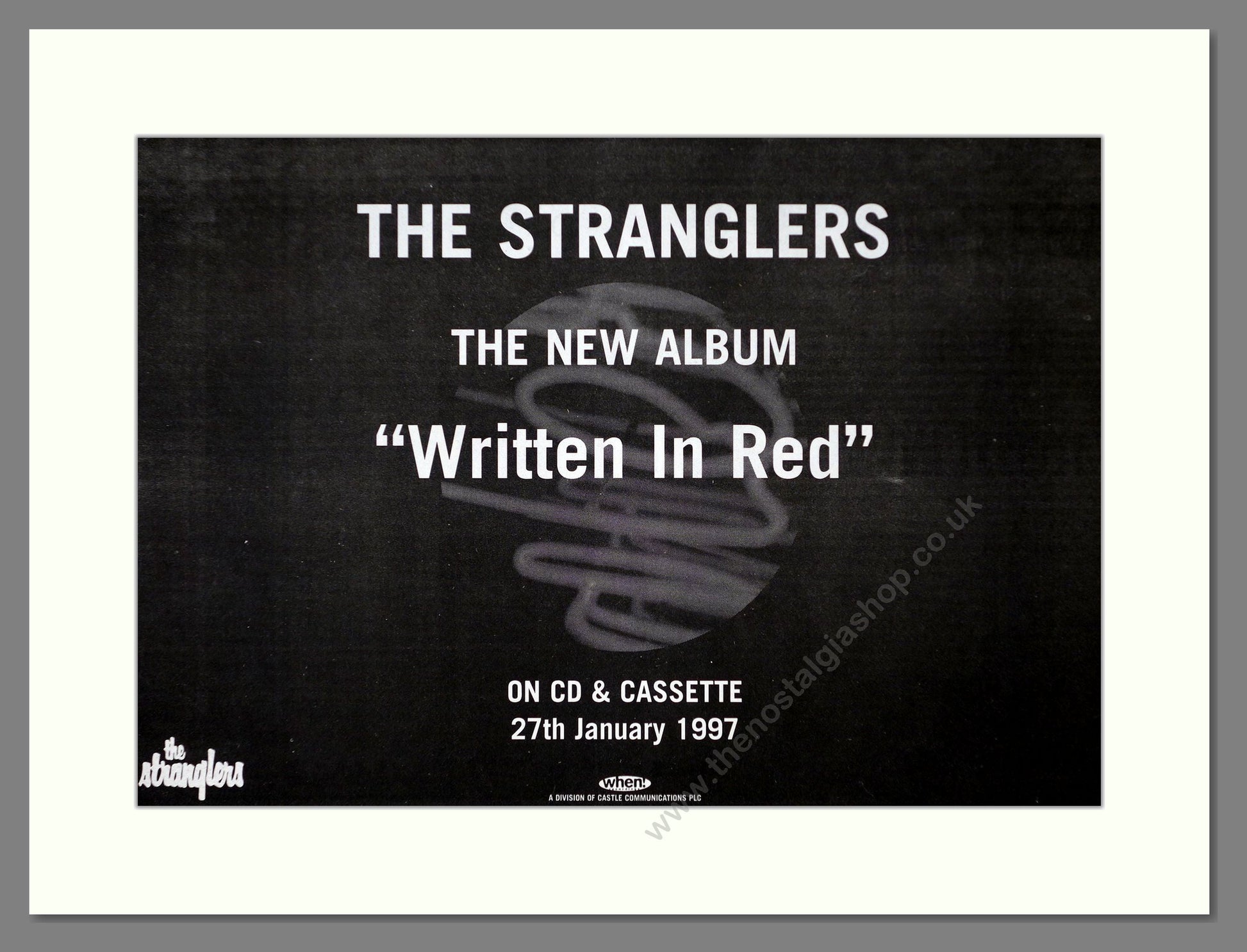 Stranglers (The) - Written In Red. Vintage Advert 1997 (ref AD66346)