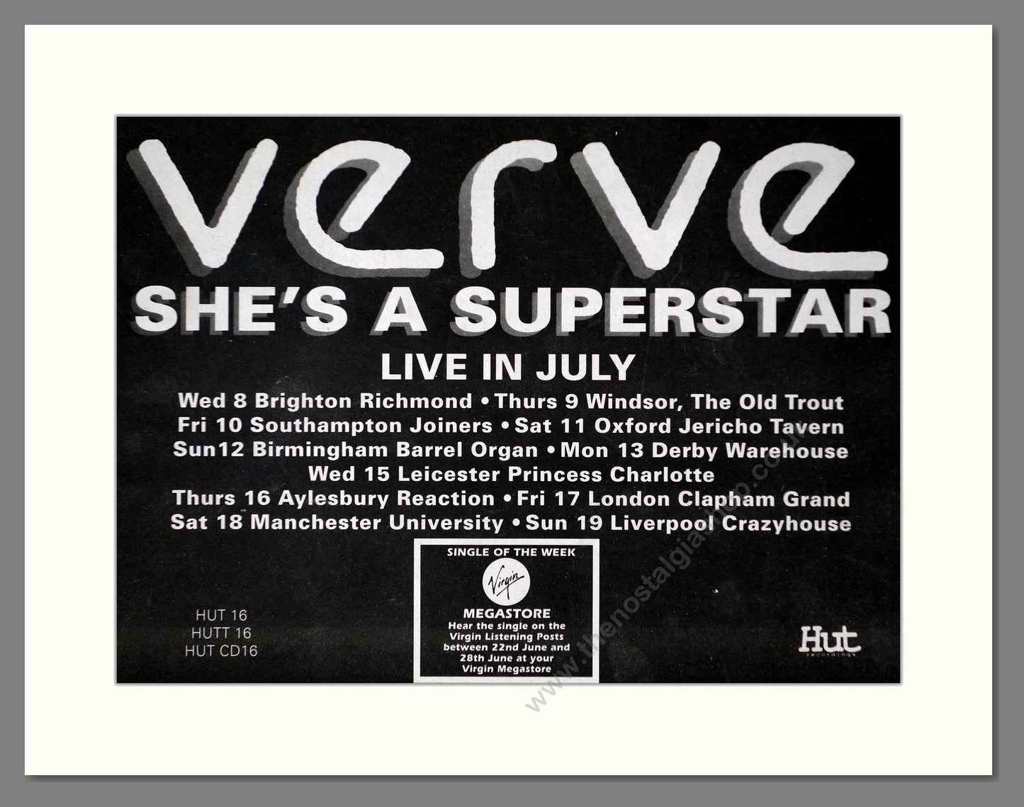 Verve - She's A Superstar. Vintage Advert 1992 (ref AD66351)