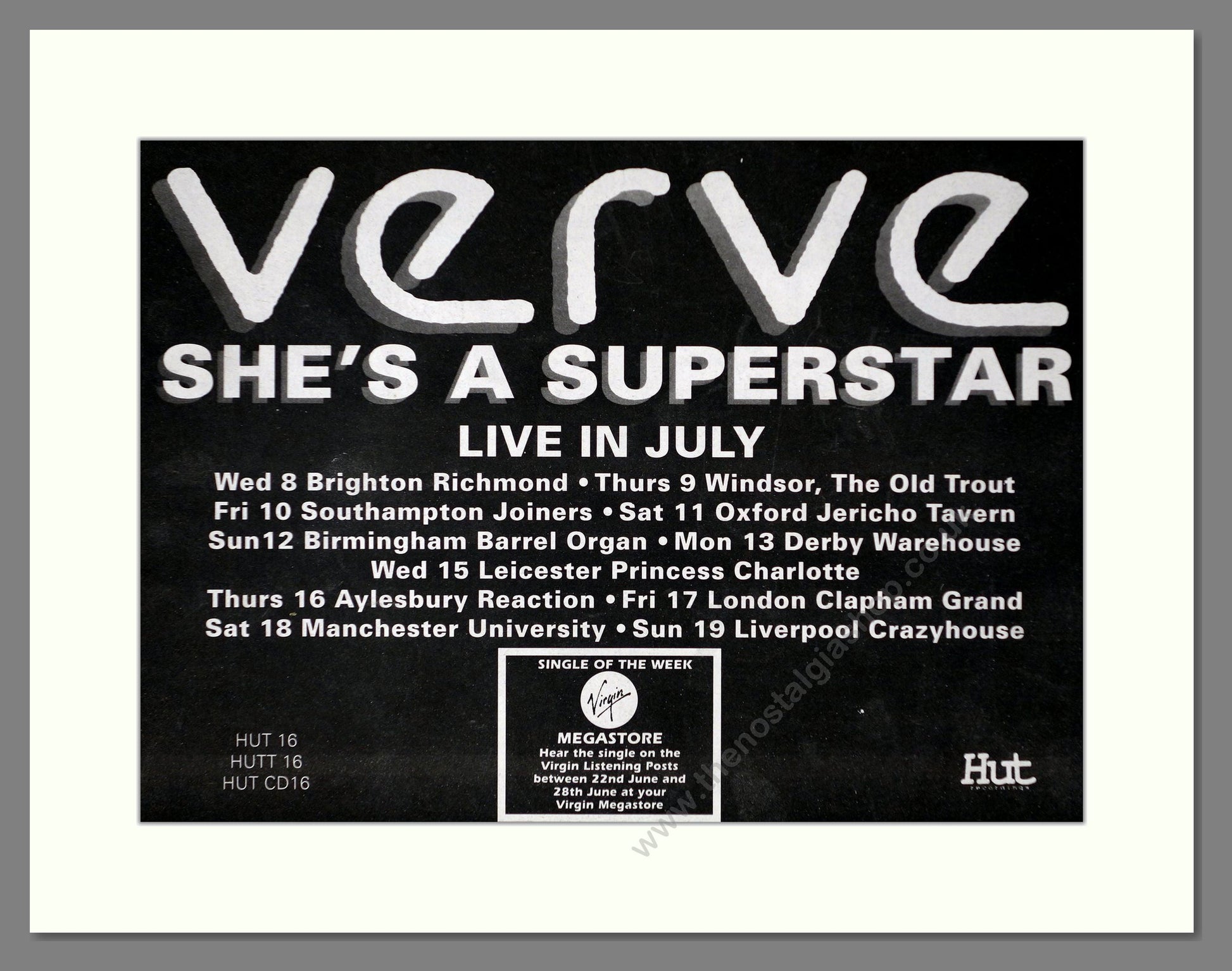 Verve - She's A Superstar. Vintage Advert 1992 (ref AD66351)