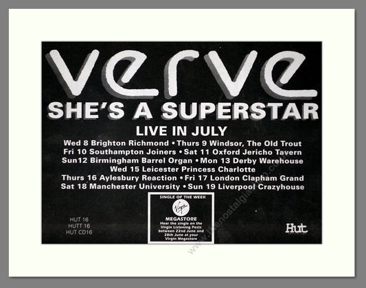Verve - She's A Superstar. Vintage Advert 1992 (ref AD66351)