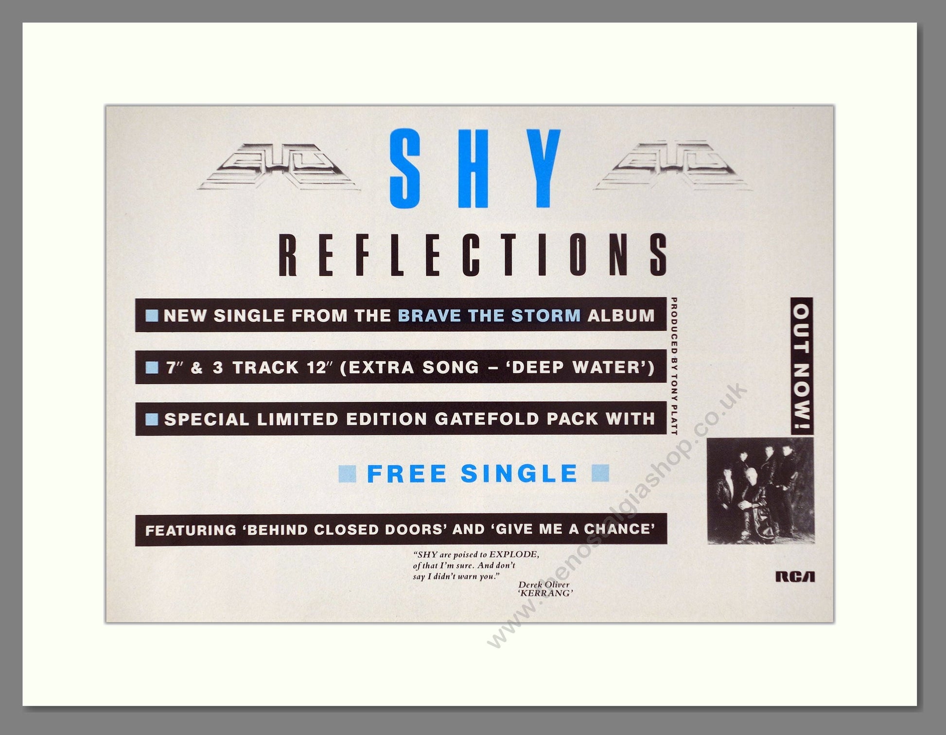 Shy - Reflections. Vintage Advert 1985 (ref AD66353)