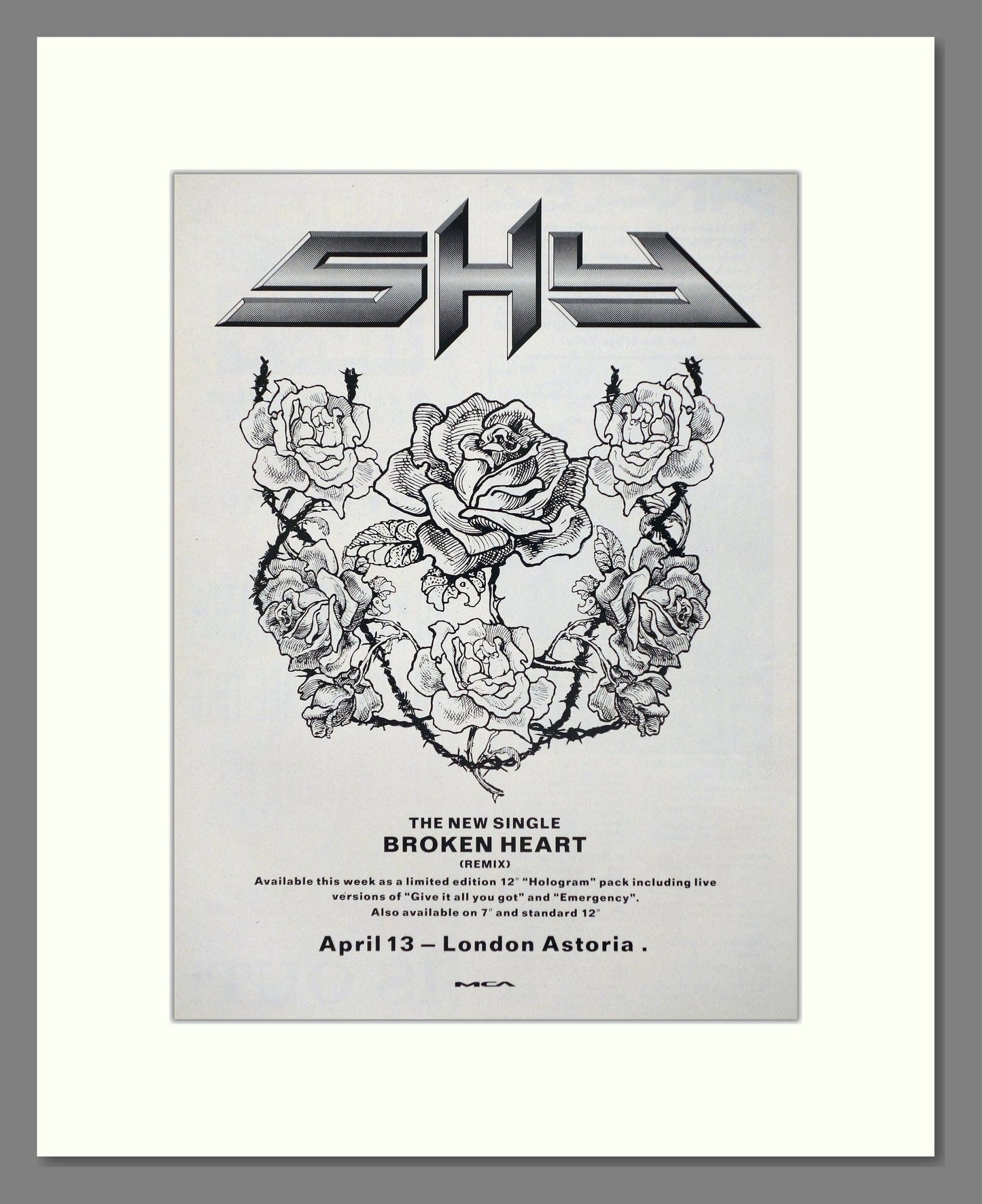 Shy - Broken Heart. Vintage Advert 1990 (ref AD66355)