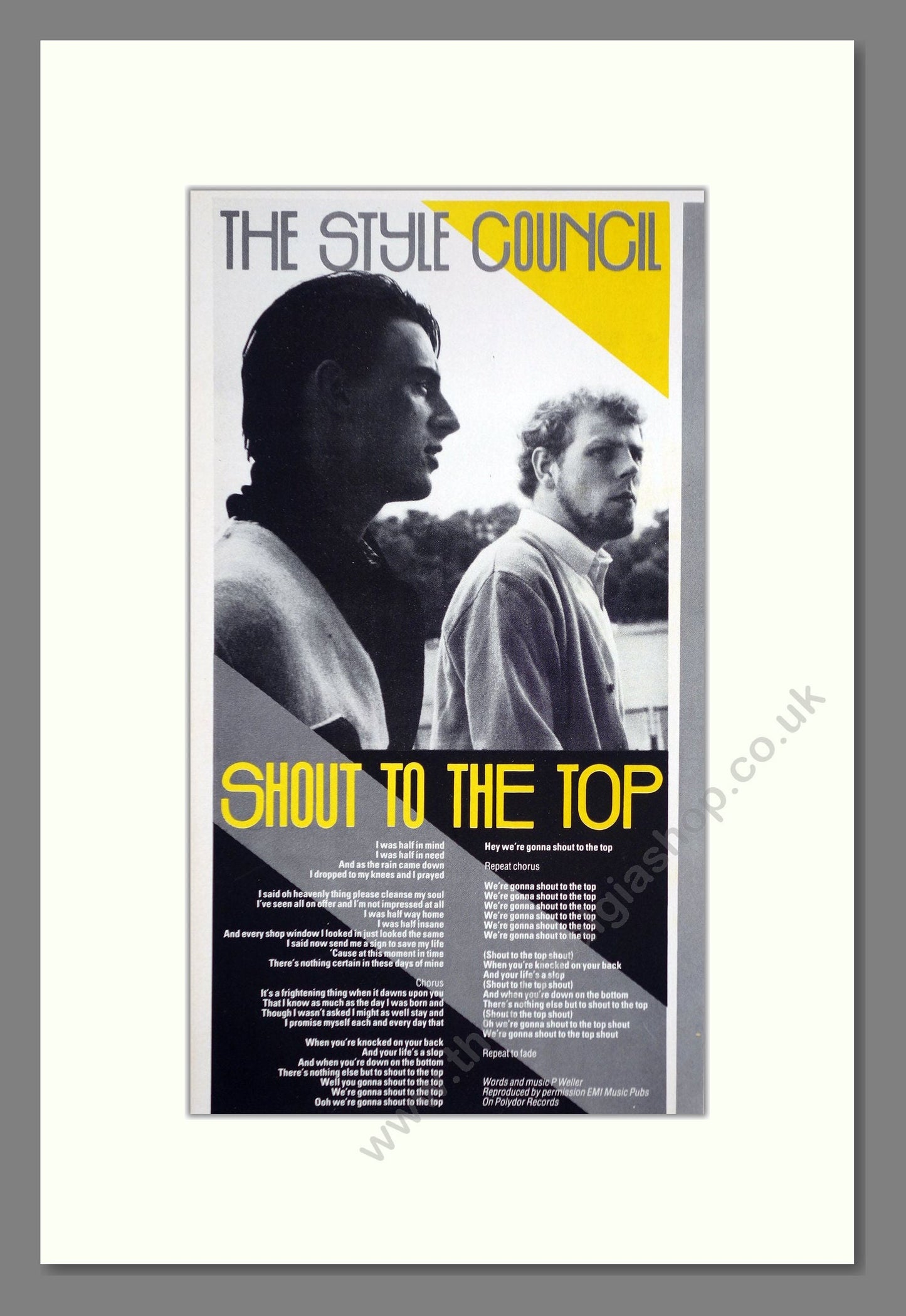 Style Council (The) - Shout To The Top. Vintage Advert 1984 (ref AD66360)
