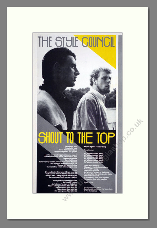 Style Council (The) - Shout To The Top. Vintage Advert 1984 (ref AD66360)