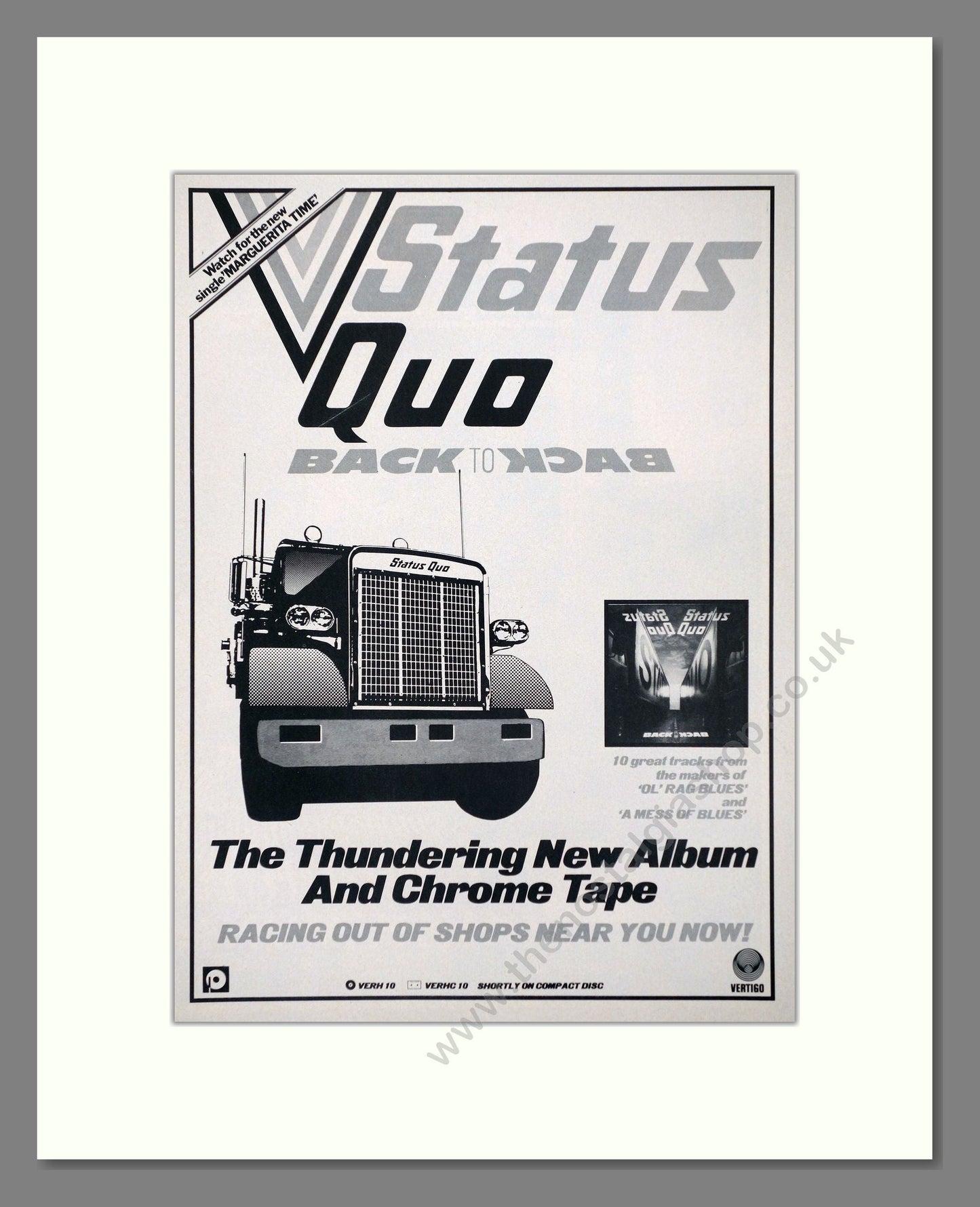 Status Quo - Back To Back. Vintage Advert 1983 (ref AD66364)