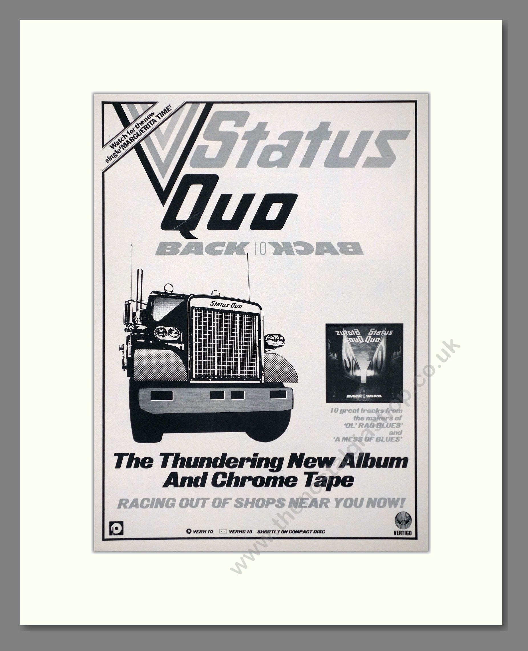 Status Quo - Back To Back. Vintage Advert 1983 (ref AD66364)