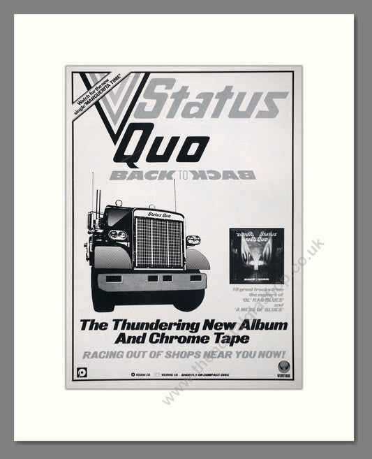 Status Quo - Back To Back. Vintage Advert 1983 (ref AD66364)