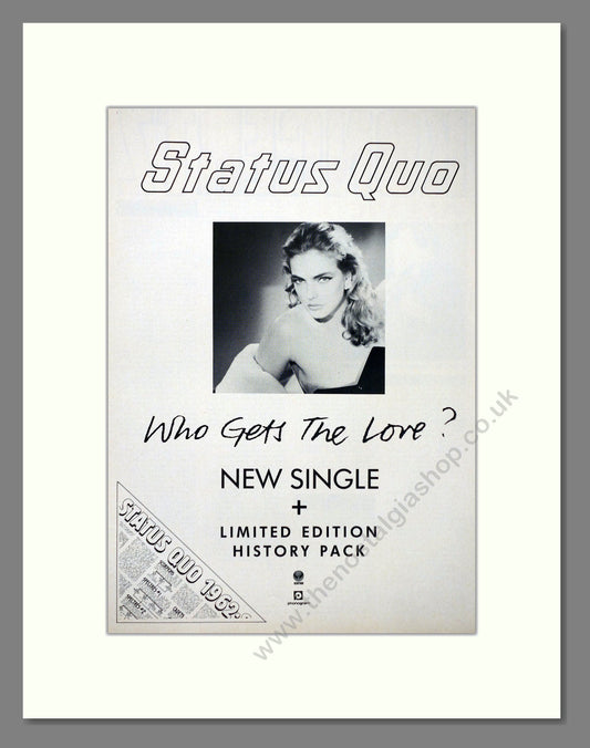 Status Quo - Who Gets The Love. Vintage Advert 1988 (ref AD66366)