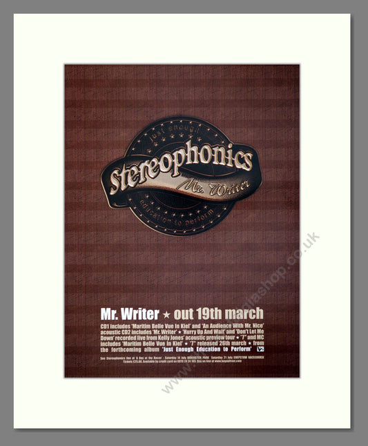 Stereophonics - Mr Writer. Vintage Advert 2001 (ref AD66377)