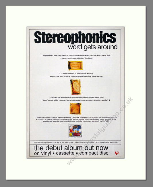 Stereophonics - Word Gets Around. Vintage Advert 1997 (ref AD66379)