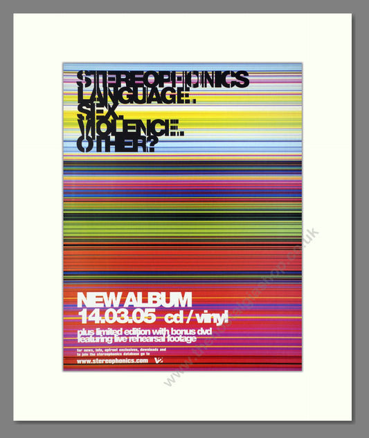 Stereophonics - Language Sex Violence Other. Vintage Advert 2005 (ref AD66380)