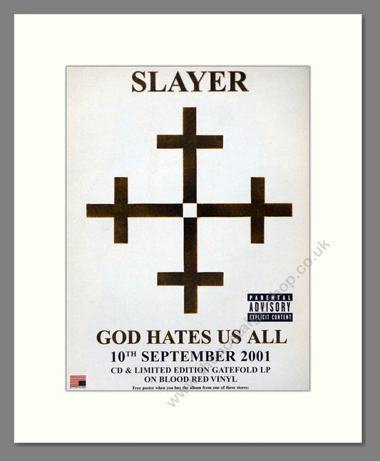 Slayer - God Hates Us All. Vintage Advert 2001 (ref AD66384)