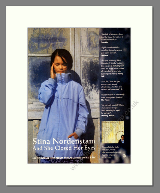 Stina Nordenstam - And She Closed Her Eyes. Vintage Advert 1994 (ref AD66420)