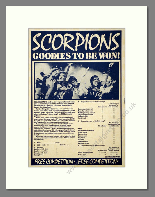Scorpions - Competition. Vintage Advert 1984 (ref AD66430)