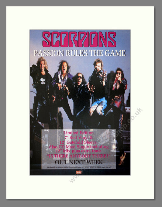Scorpions - Passion Rules The Game. Vintage Advert 1989 (ref AD66434)