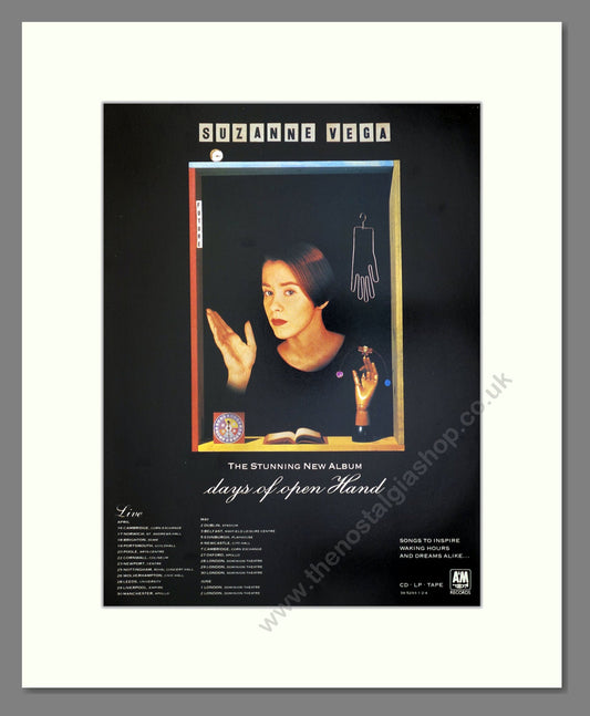 Suzanne Vega - Days Of Open Hand. Vintage Advert 1990 (ref AD66440)