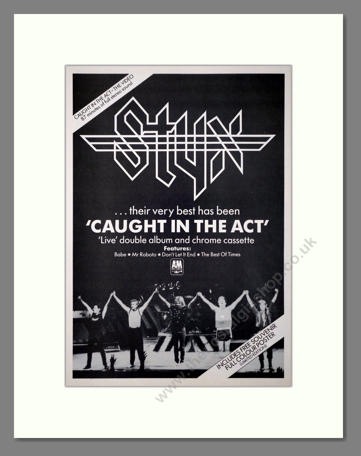 Styx - Caught In The Act. Vintage Advert 1984 (ref AD66442)