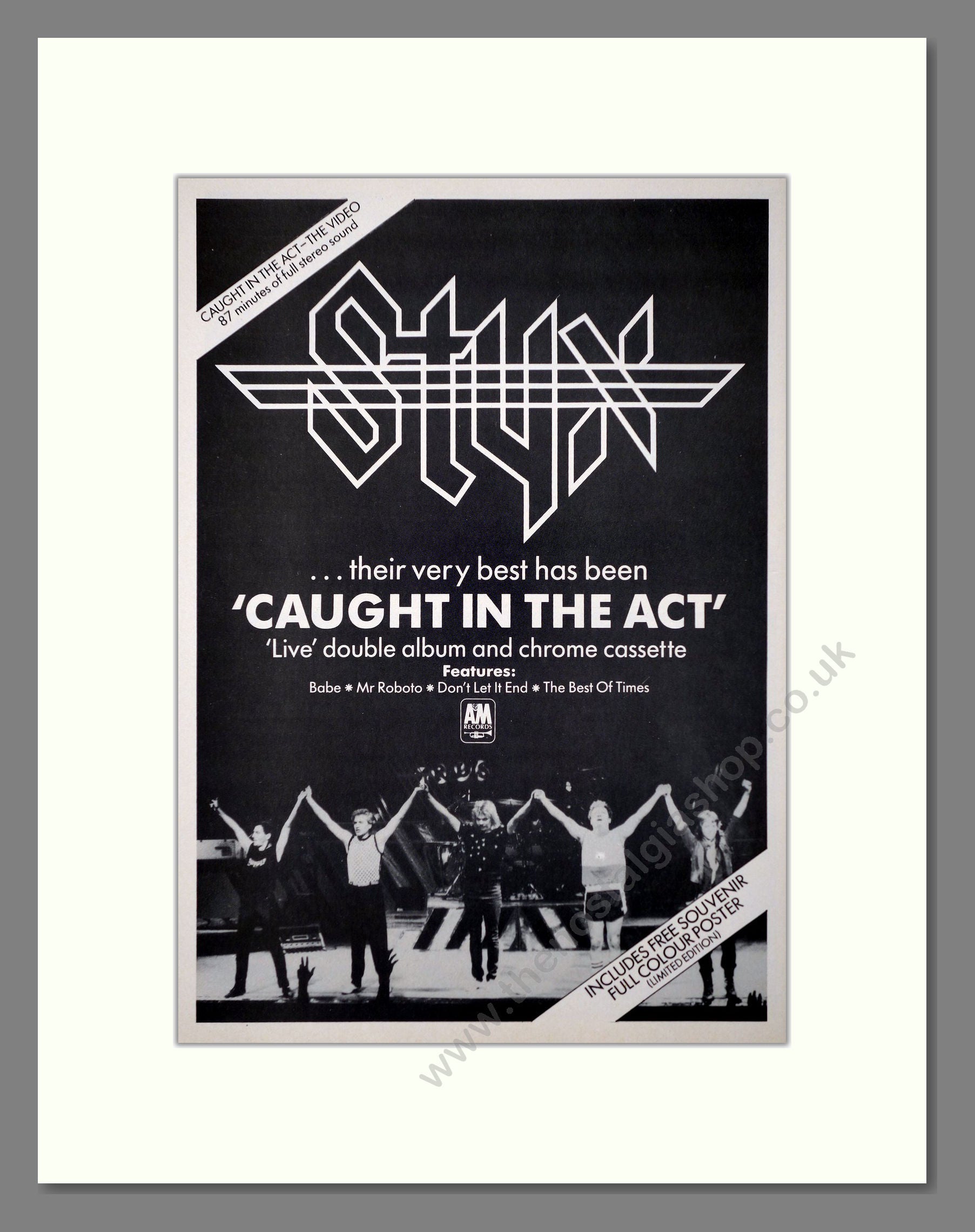 Styx - Caught In The Act. Vintage Advert 1984 (ref AD66442)