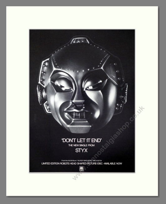 Styx - Don't Let It End. Vintage Advert 1983 (ref AD66443)