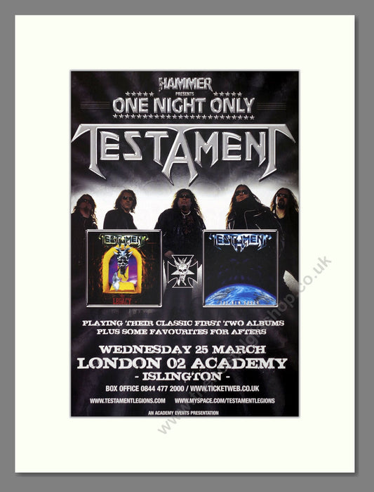 Testament - Live At The O2 Academy Islington. Vintage Advert 2009 (ref AD66453)