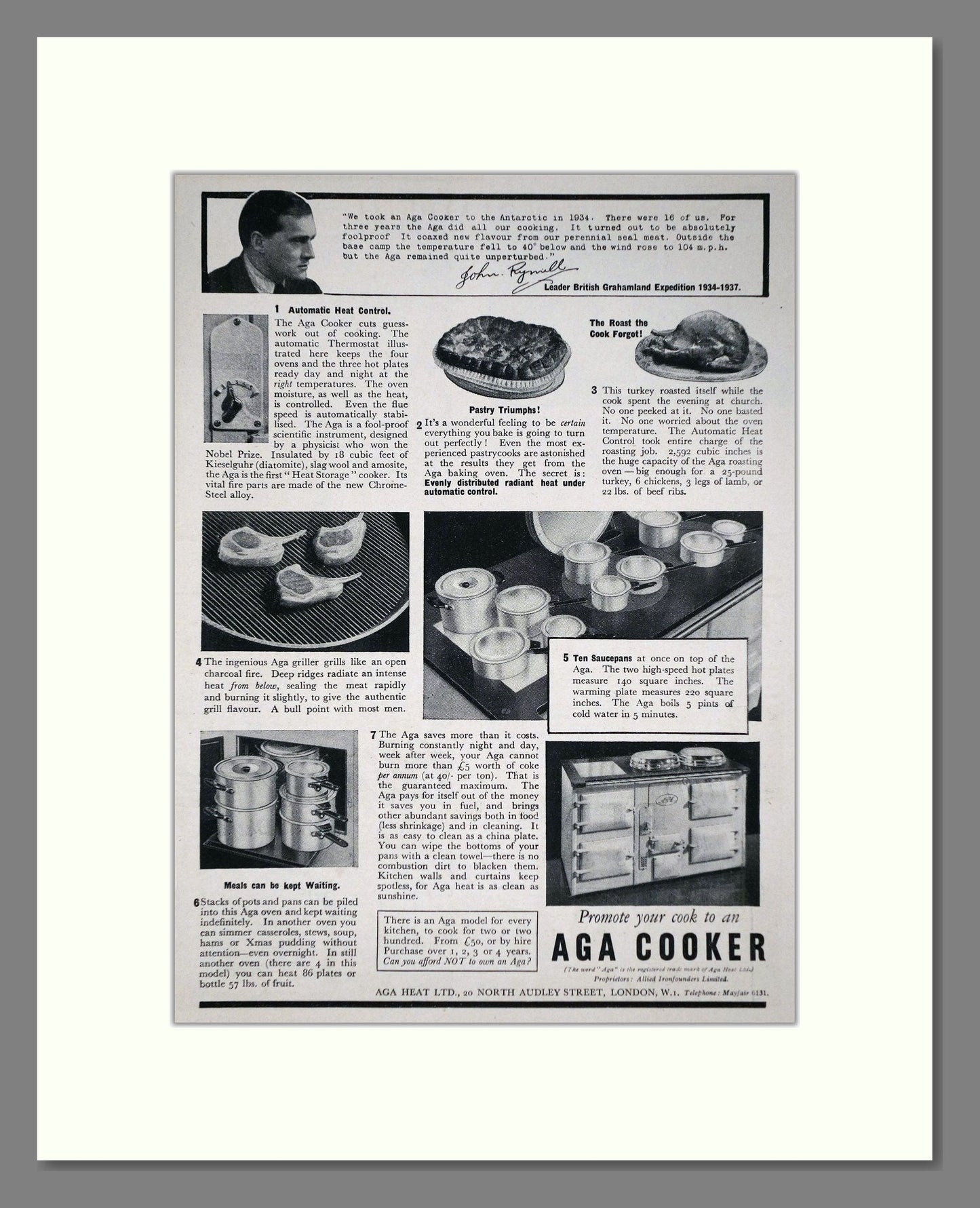Aga - Cooker / Pans / Accessories. Vintage Advert 1937 (ref AD66541)
