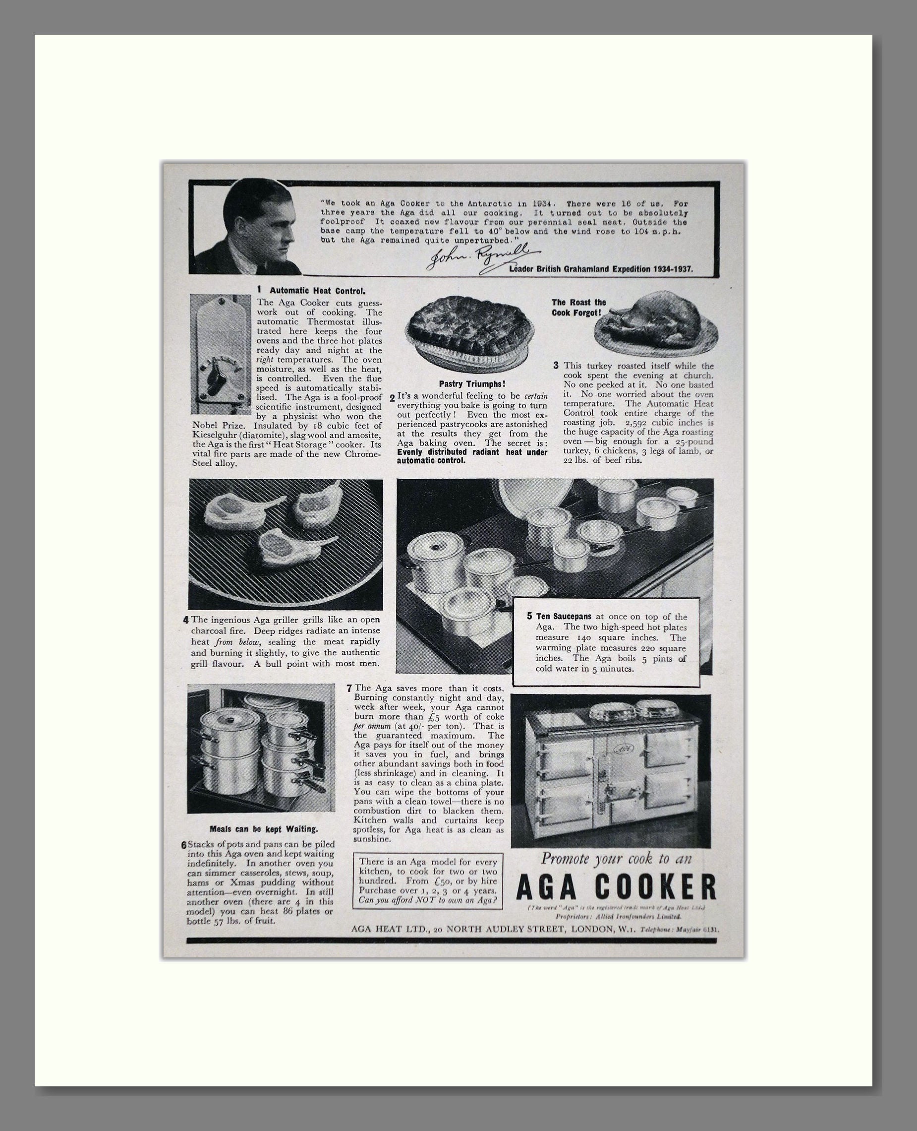 Aga - Cooker / Pans / Accessories. Vintage Advert 1937 (ref AD66541)