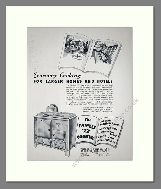 Triplex - 22 Cooker. Vintage Advert 1939 (ref AD66569)