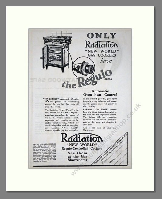 Radiation New World - Regulo Oven Heat Controller. Vintage Advert 1927 (ref AD66571)