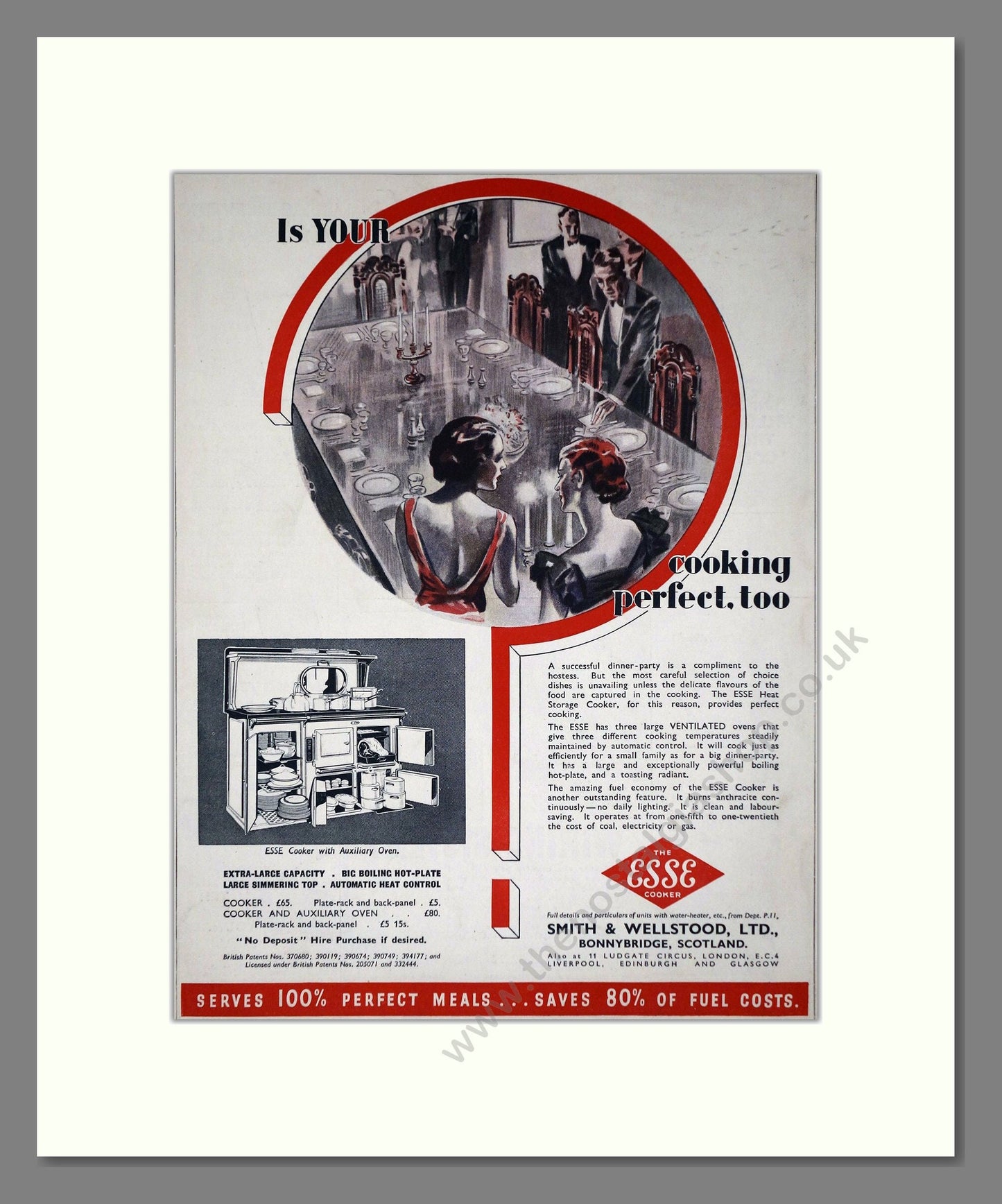 Esse - Cooker With Auxiliary Oven. Vintage Advert 1935 (ref AD66574)