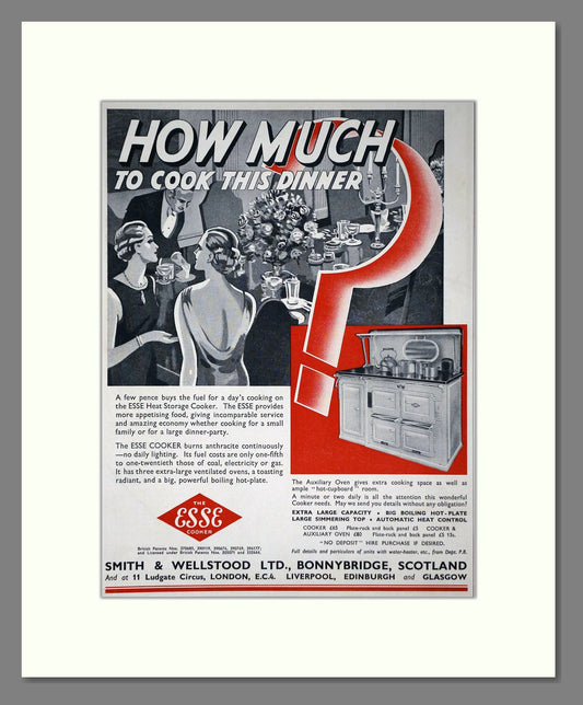 Esse - Heat Storage Cooker. Vintage Advert 1935 (ref AD66575)